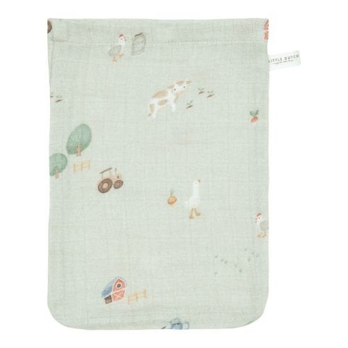 Waschhandschuhe Set Musselin Little Farm/ Olive Little Dutch
