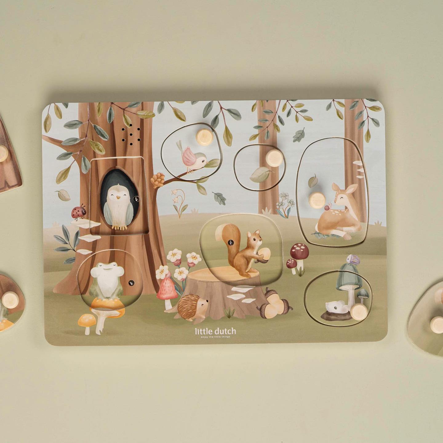 Little Dutch Sound-Greif-Puzzle Holz - Forest Friends