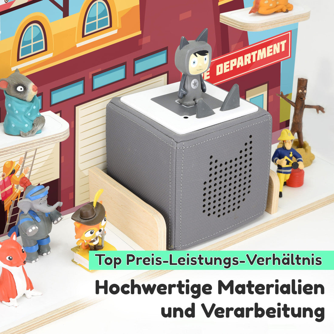 Feuerwehr -Kinder Regal geeignet für die Musikbox