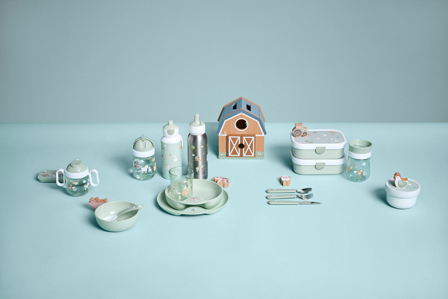 Little Dutch Lunchset Campus (Trinkflasche Pop-up + Brotdose) - Little Farm Mepal
