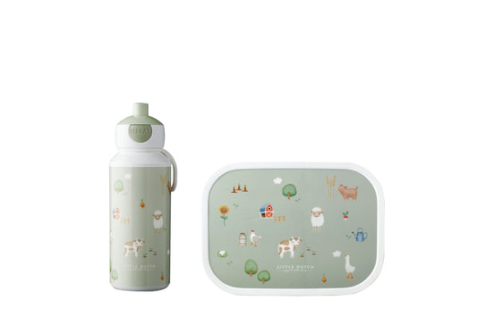 Little Dutch LunchsetCampus (Trinkflasche Pop-up + Brotdose) - Little Farm Mepal