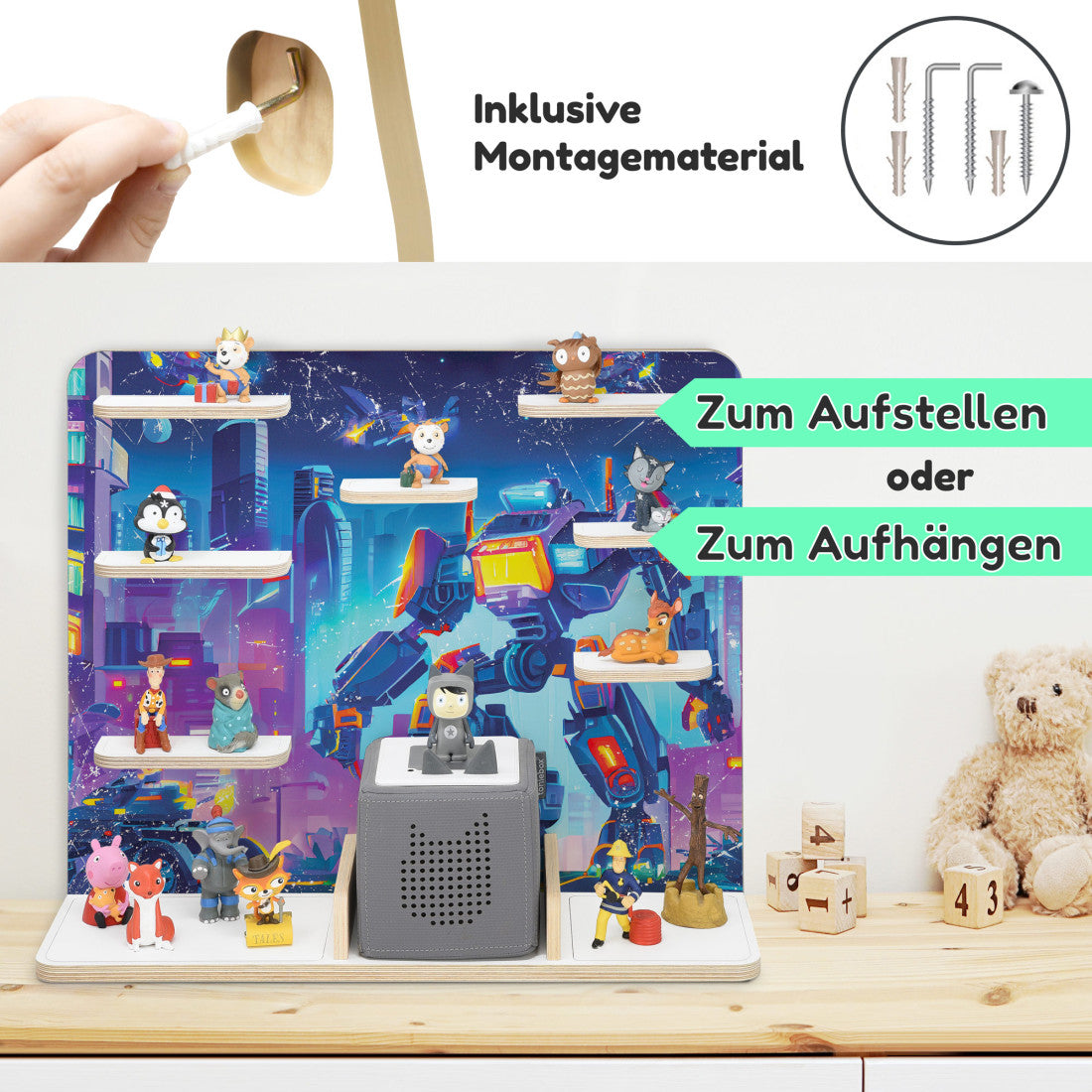 Robots -Kinder Regal geeignet für die Musikbox