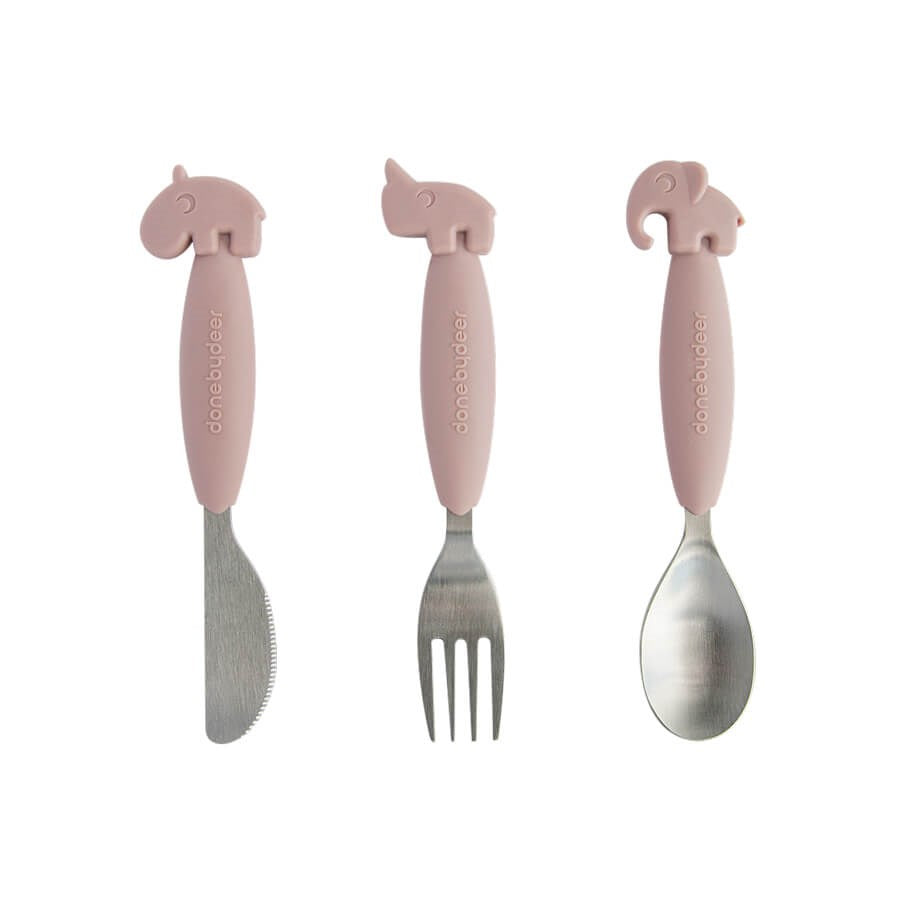 Done by Deer YummyPlus easygrip Besteckset Hirschfreunde Pulver