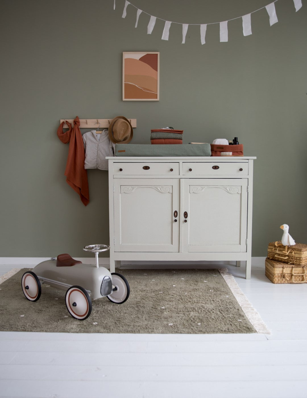 Little Dutch Retro Roller Laufauto - Olive Metall