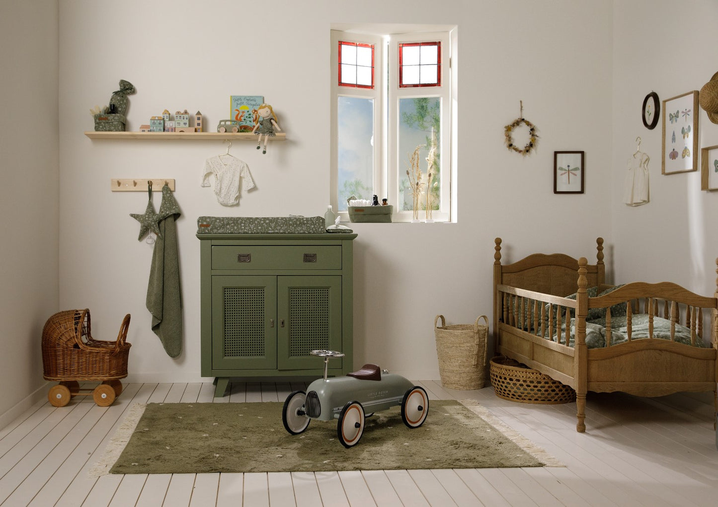 Little Dutch Retro Roller Laufauto - Olive Metall
