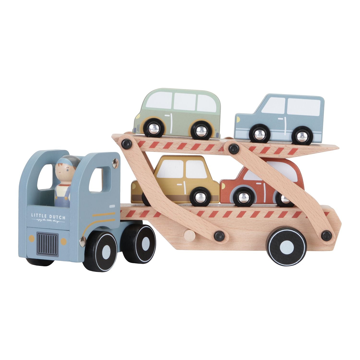 Little Dutch FSC Holz Autotransporter inkl. 4 Autos – Trag's mit Fassung  Mini