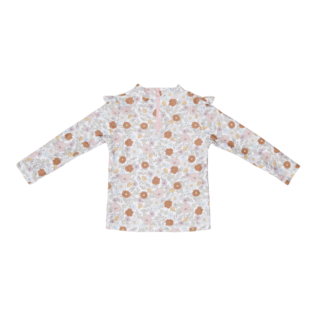 Langärmeliger Bade T-shirt mit Rüschen Vintage Little Flowers Little Dutch