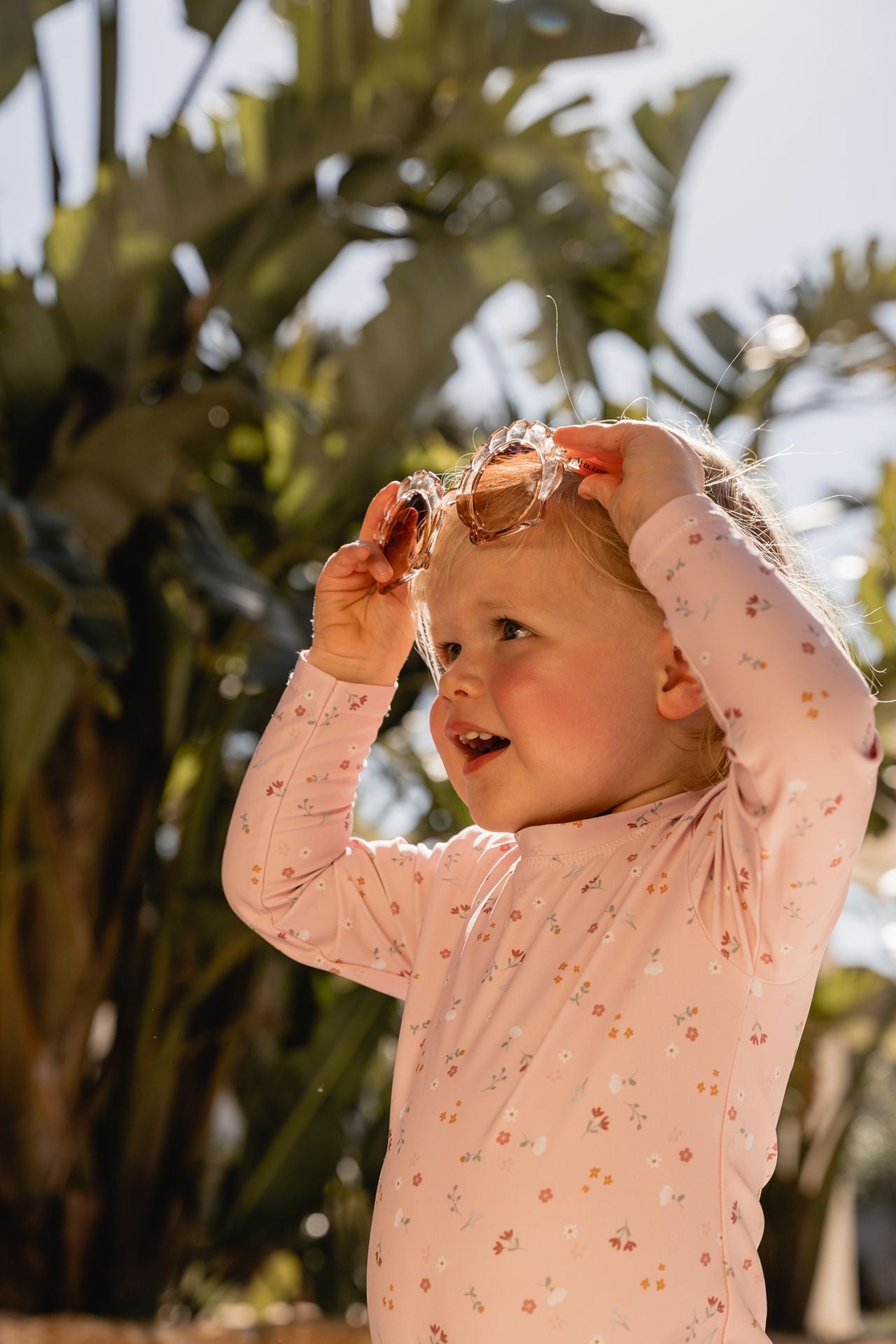 Badeanzug Langarm mit Rüschen Litte Pink Flowers Little Dutch