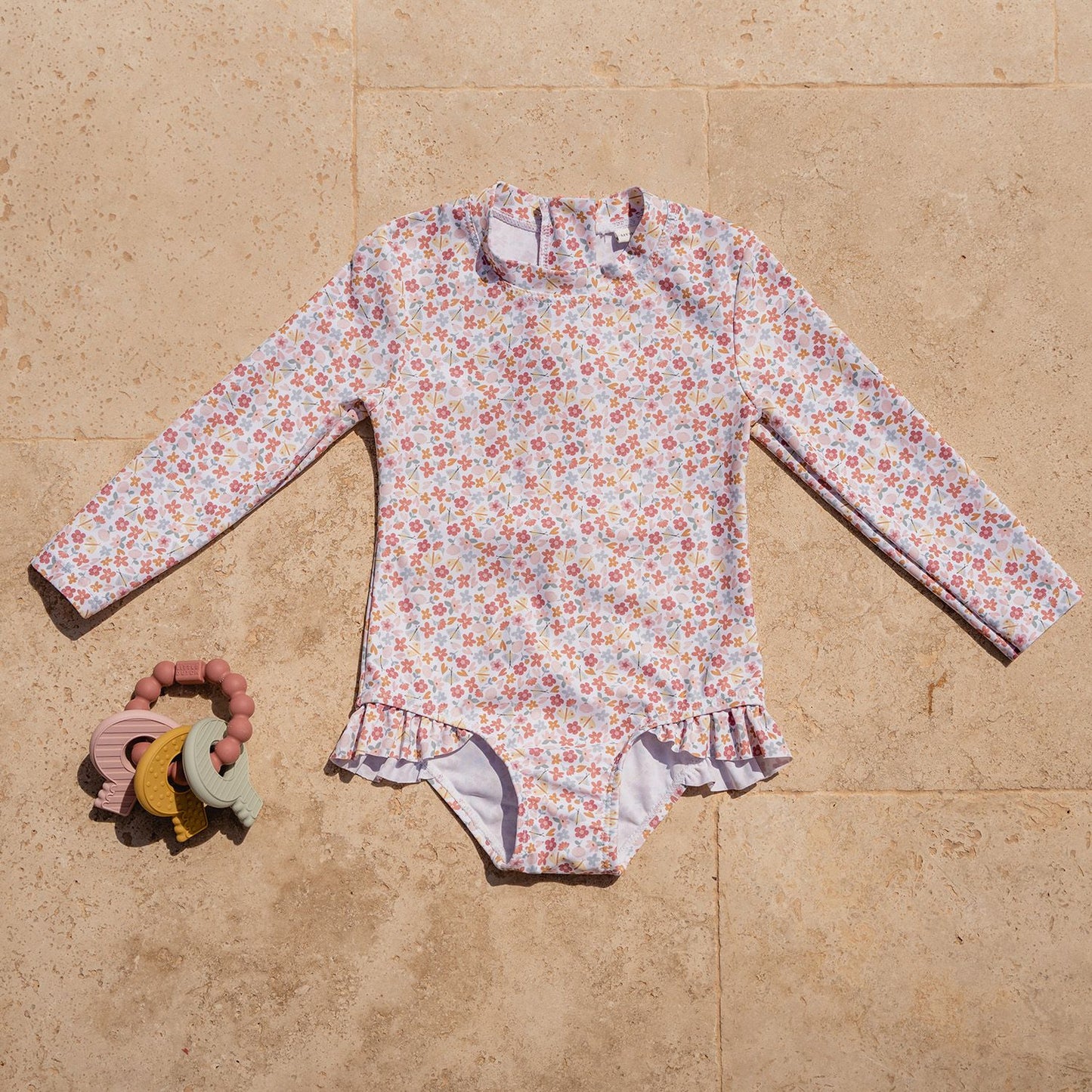 Badeanzug Langarm mit Rüschen Summer Flowers Little Dutch