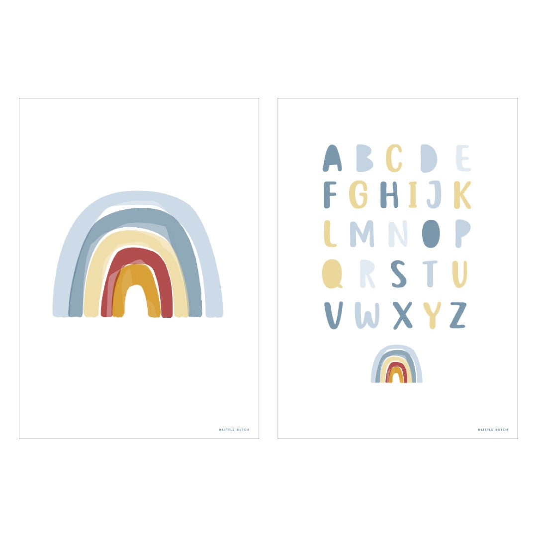 Little Dutch Poster A3 -Regenbogen Alphabet blau