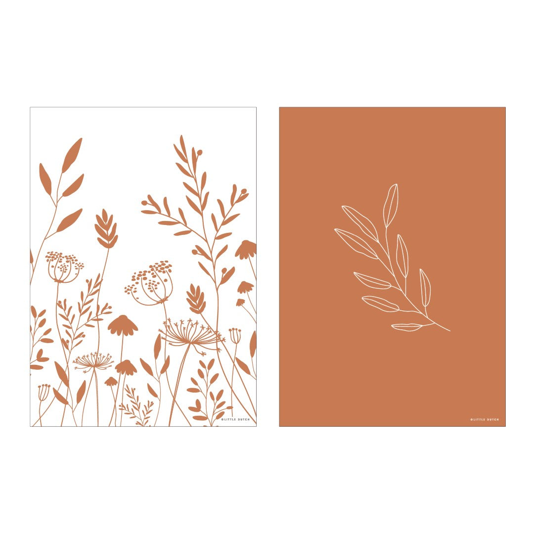 Little Dutch Poster A3 -Wild Flowers rust