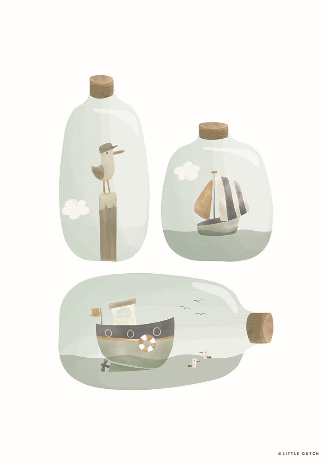 Little Dutch Poster A3- Sailors Bay White