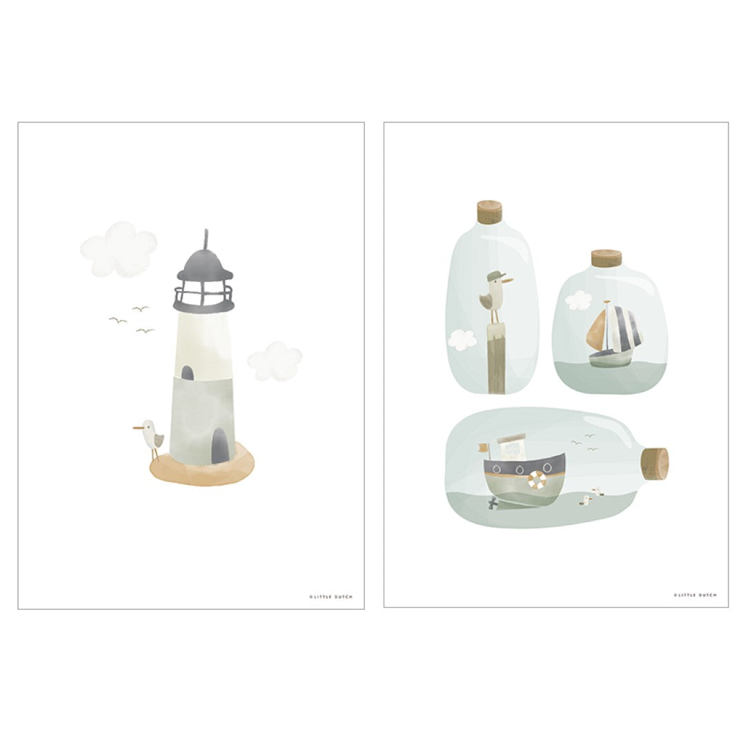 Little Dutch Poster A3- Sailors Bay White