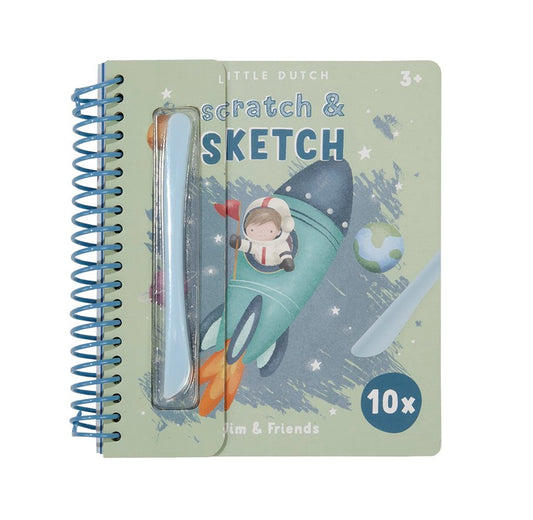 Kratzen und Zeichnen Buch Jim & Friends| Little Dutch