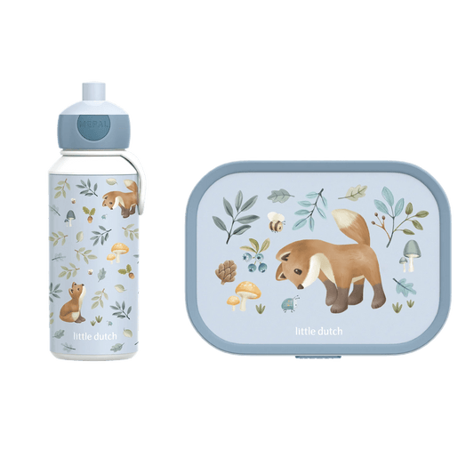 Little Dutch Lunchset Campus (Trinkflasche Pop-Up + Brotdose) - Forest Friends Mepal