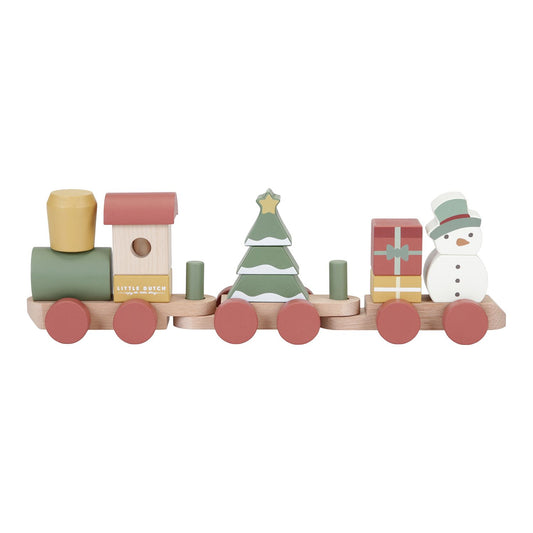 Little Dutch Weihnachtszug Holz Zug Eisenbahn mit Steckformen Weihnachten
