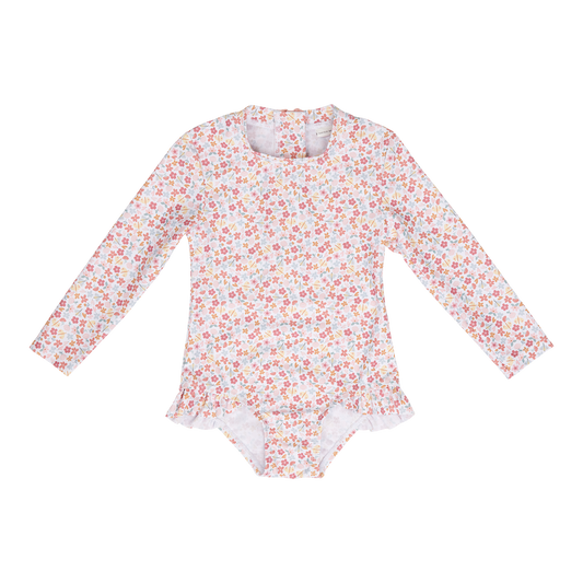 Badeanzug Langarm mit Rüschen Summer Flowers Little Dutch