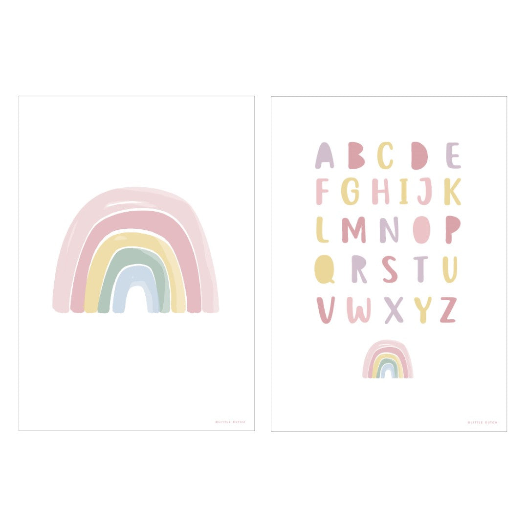 Little Dutch Poster A3 -Regenbogen Alphabet pink