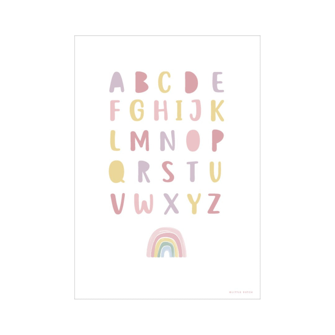 Little Dutch Poster A3 -Regenbogen Alphabet pink