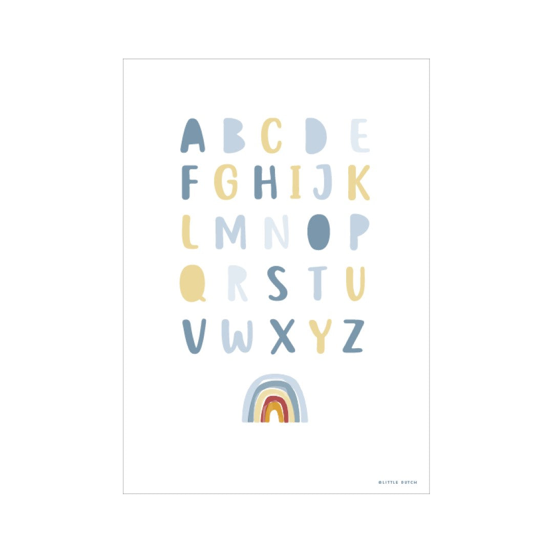 Little Dutch Poster A3 -Regenbogen Alphabet blau