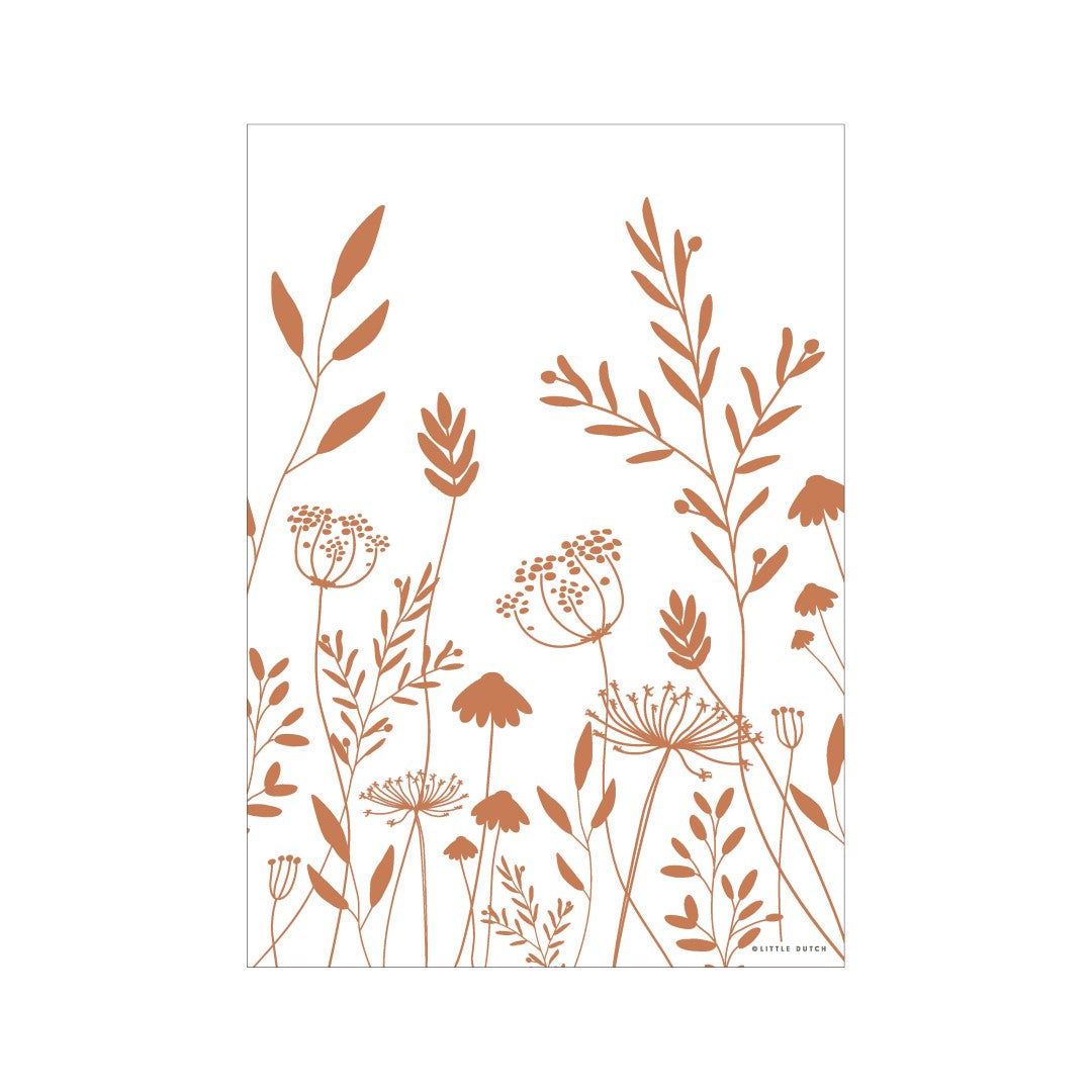 Little Dutch Poster A3 -Wild Flowers rust
